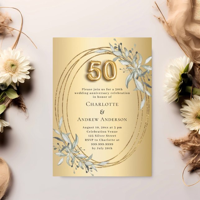 Goldgrün zum 50. Hochzeitstag Einladung (Von Creator hochgeladen)