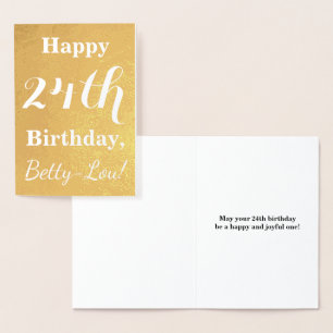 Goldgrundfolie "HAPPY 24. GEBURTSTAG"; Individuell Folienkarte