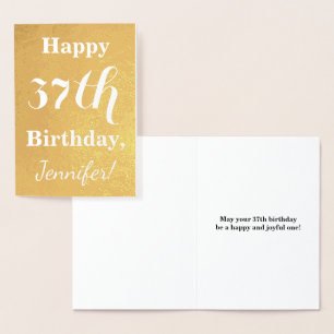 Goldgrundfolie "HAPPY 37. GEBURTSTAG"; Individuell Folienkarte
