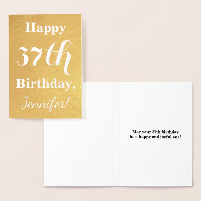 Goldgrundfolie "HAPPY 37. GEBURTSTAG"; Individuell Folienkarte (Anzeige)