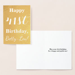 Goldgrundfolie "HAPPY 41. GEBURTSTAG"; Individuell Folienkarte