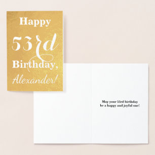 Goldgrundfolie "HAPPY 53. BIRTHDAY"; Individuelle  Folienkarte
