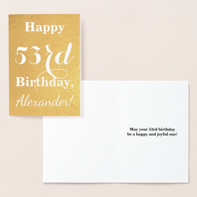 Goldgrundfolie "HAPPY 53. BIRTHDAY"; Individuelle  Folienkarte (Anzeige)