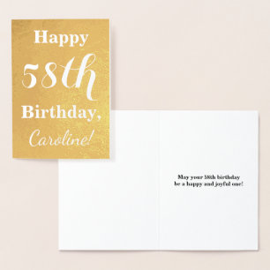 Goldgrundfolie "HAPPY 58. GEBURTSTAG"; Individuell Folienkarte