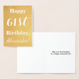 Goldgrundfolie "HAPPY 61. GEBURTSTAG"; Individuell Folienkarte