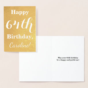 Goldgrundfolie "HAPPY 64. GEBURTSTAG"; Individuell Folienkarte