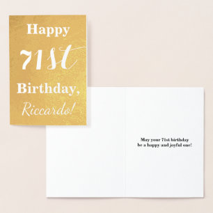 Goldgrundfolie "HAPPY 71. GEBURTSTAG"; Individuell Folienkarte
