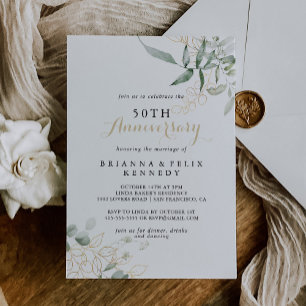 Goldgrüne Foliage 50. Hochzeitstag  Einladung