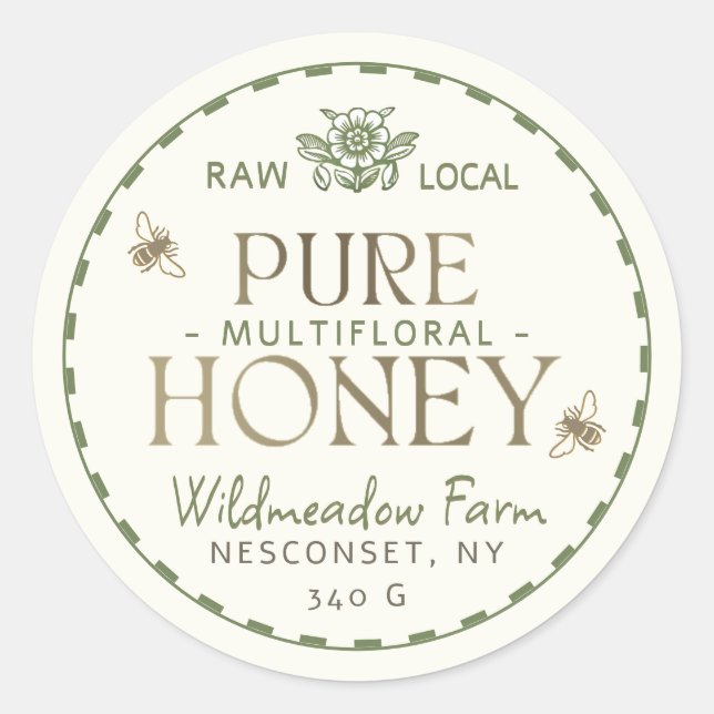 Goldgrüne Multiflorale Honigbiene-Blume Runder Aufkleber (Vorderseite)