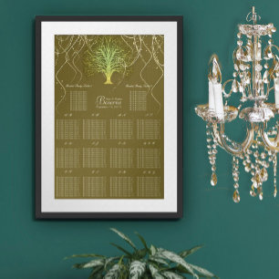 Goldgrüne Wirbelbaum-Hochzeitseinladung Poster