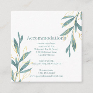 Goldgrünes Aquarell-Blumenhochzeits-Anpassung Begleitkarte