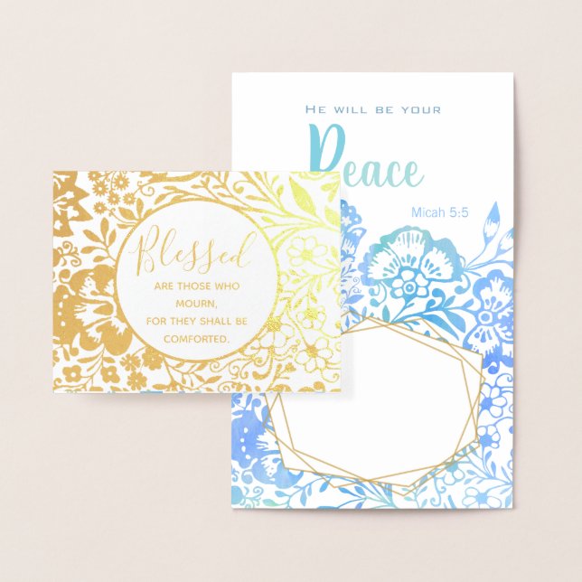 Goldgrünes, florales religiöses Christliches Beile Folienkarte (Anzeige)