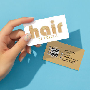 Goldhaar Glitzer Tropfen Typografie Stylist Salon Visitenkarte