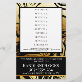 Goldhaar-Stylist-Nägel Makeup-Salon-Preisliste Flyer