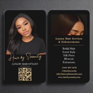 Goldhaar Stylist QR Code Luxury Black Beauty Visitenkarte