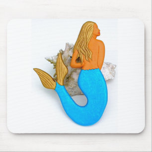 Goldhaarige Meerjungfrau mit blauem Schwanz Mousepad