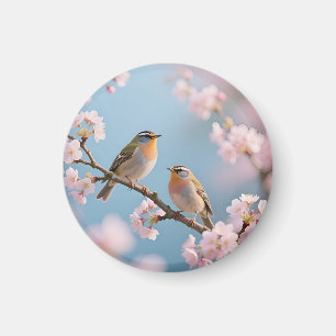 Goldhähnchen Kirschblüten Frühling Magnet