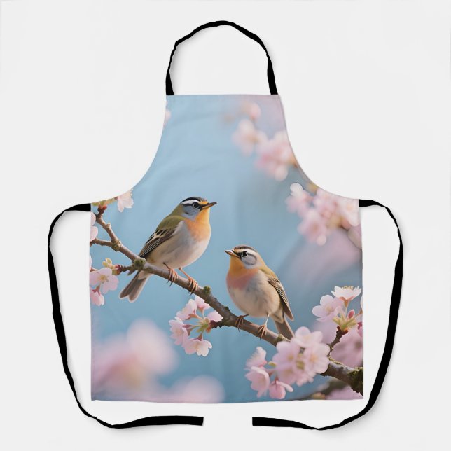 Goldhähnchen Kirschblüten Frühling Schürze (Vorderseite)
