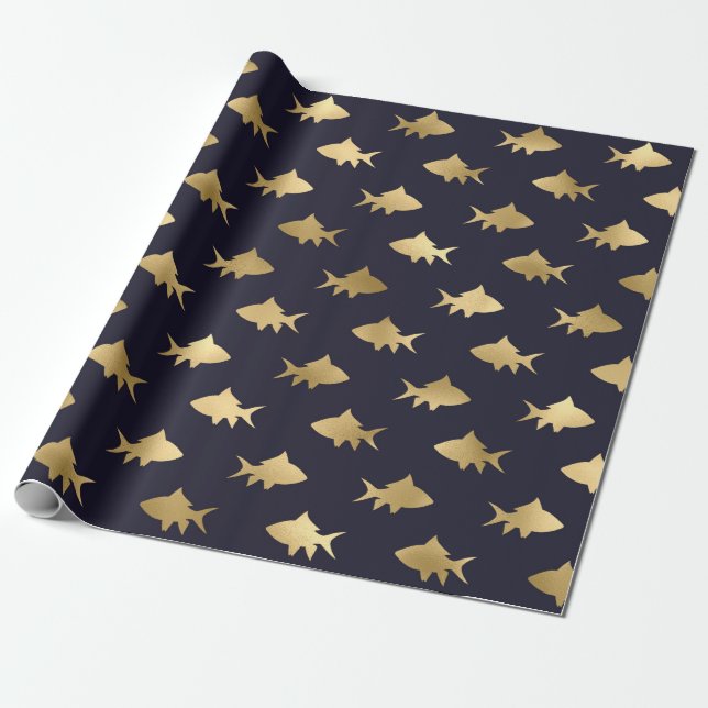 Goldhaie auf der Marine Geschenkpapier (Ungerollt)
