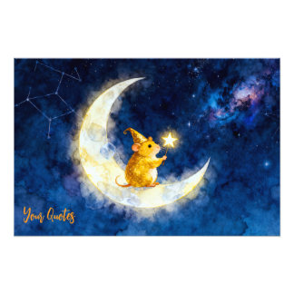 Goldhamster auf zunehmendem Mond Aquarell Fotodruck