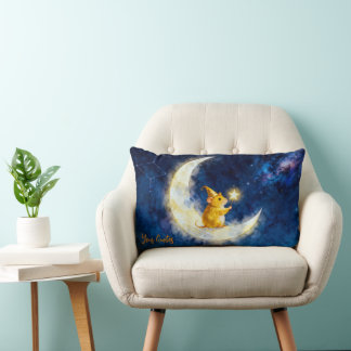 Goldhamster auf zunehmendem Mond Aquarell Lendenkissen