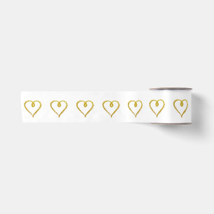 Goldhand gezeichnetes Herz-Band Satinband