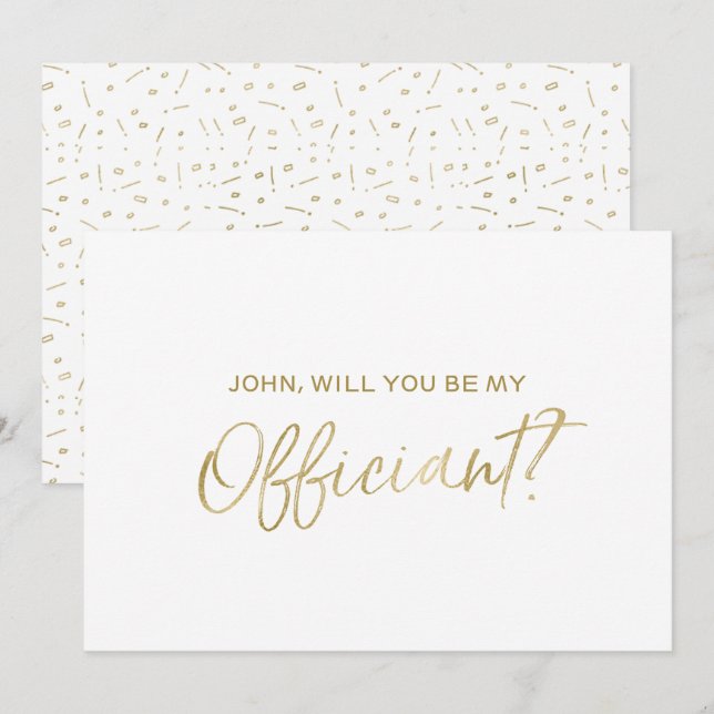 Goldhand Hochzeit Officiant Antrag-| beschriftet Einladung (Vorne/Hinten)