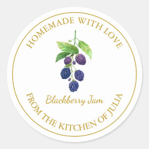 Goldhausgemachte BlackBerry-Jam-Label weiß Runder Aufkleber