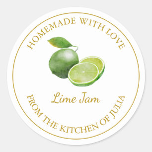 Goldhausgemachte Limone Jam-Label weiß Runder Aufkleber