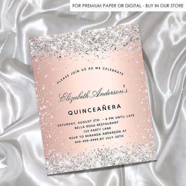Goldhaushalt für die silberne Rose der Quinceanera Flyer (Von Creator hochgeladen)