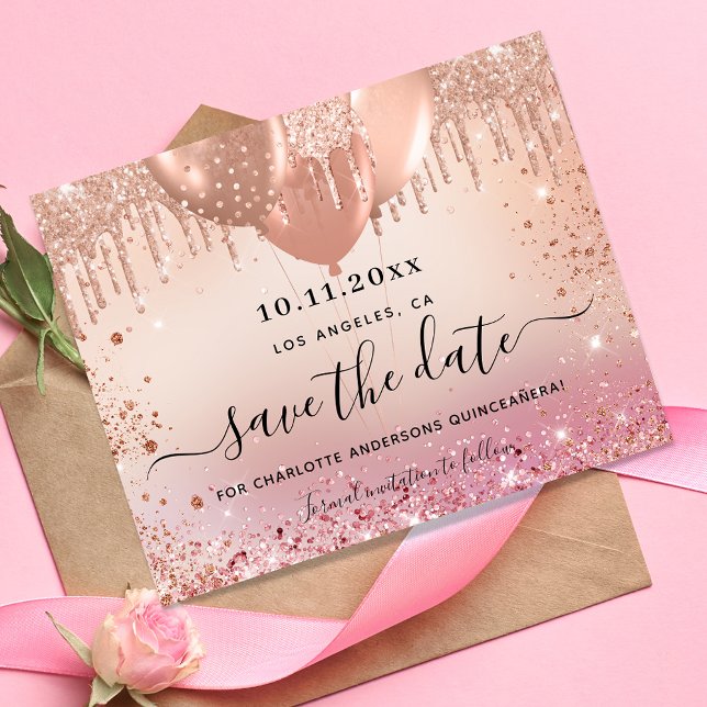 Goldhaushalt für Rosa Rose Save the Date Flyer (Von Creator hochgeladen)