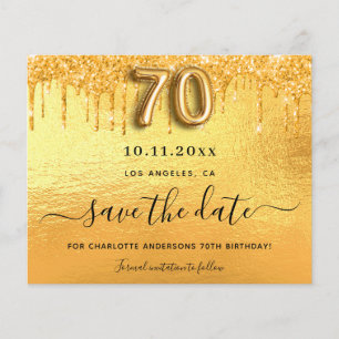 Goldhaushalt zum 70. Glitzer Save the Date Flyer