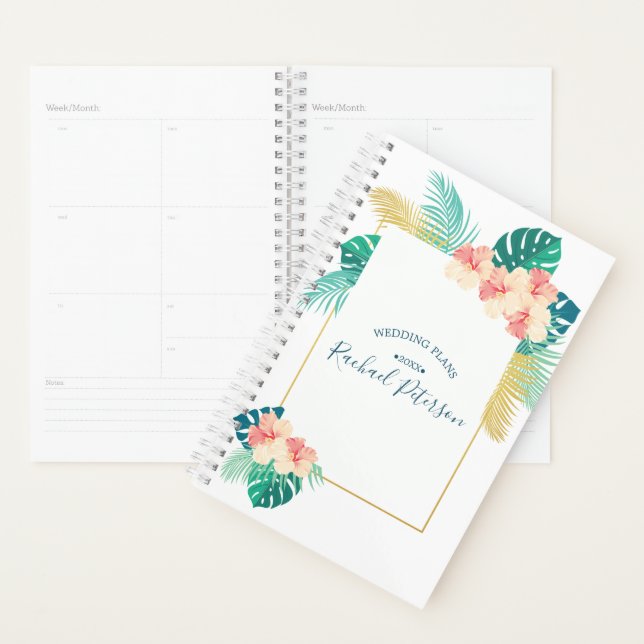 Goldhawaiianischer Hibiskus-Hochzeitsplaner Planer (Anzeige)