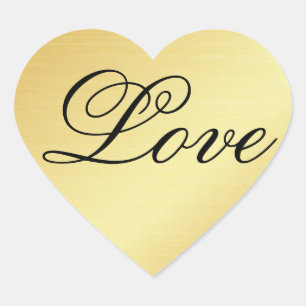 Goldheftkleber mit Liebe im Extravaganten Text Herz-Aufkleber