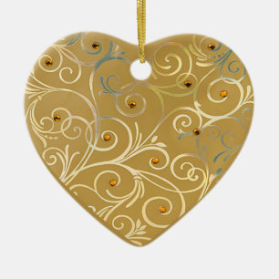 Goldherz-Liebe-Verzierung Keramik Ornament
