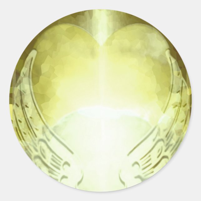 Goldherz mit Angel Wings Template Runder Aufkleber (Vorderseite)