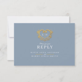 Goldherz-Monogramm-Graumahlzeit Option Hochzeitsve RSVP Karte