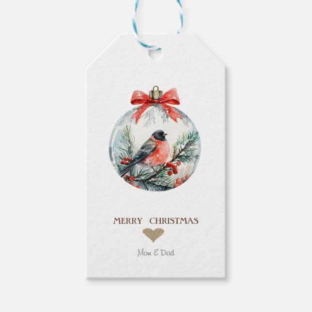 Goldherz, Roter Kardinal Weihnachten Geschenkanhänger (Vorderseite)