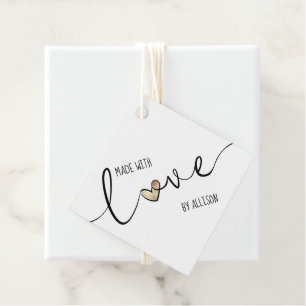 Goldherz und Typografie aus Liebe-Geschenketikette Geschenkanhänger