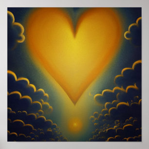 Goldherz- und Wolkenposter Poster