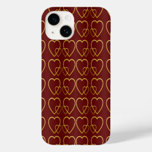 Goldherzen auf Maronen Case-Mate iPhone 14 Hülle