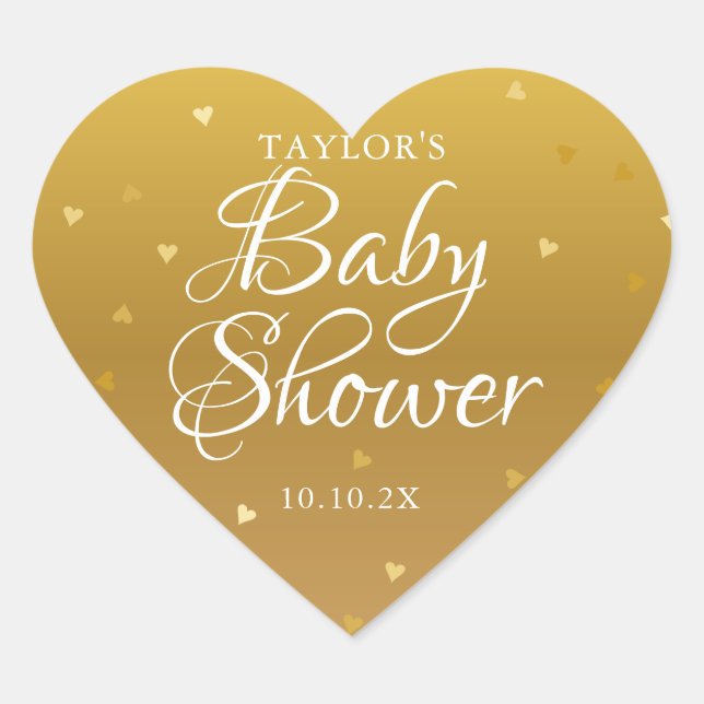 Goldherzen-Babydusche Herz-Aufkleber (Vorderseite)