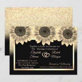 Goldherzen, Sonnenblumen, Einladung zum Hochzeitsf