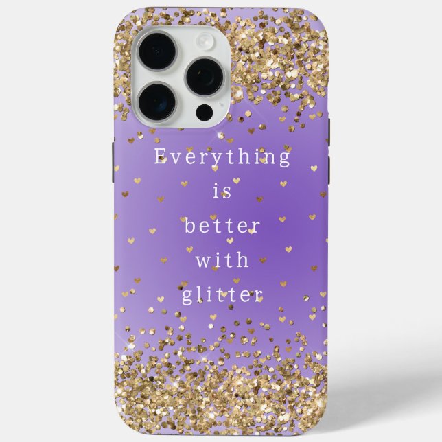 Goldherzen Sparkle Lila Glitzer Zitat Case-Mate iPhone Hülle (Rückseite)