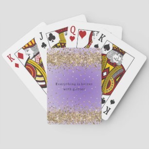 Goldherzen Sparkle Lila Glitzer Zitat Spielkarten