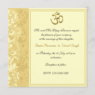 Goldhindische Hochzeit Einladung