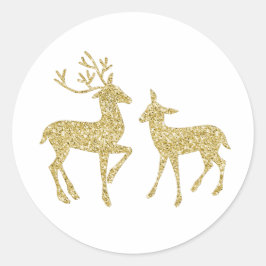 Goldhirsche, Goldhirsche, Glitzer Runder Aufkleber