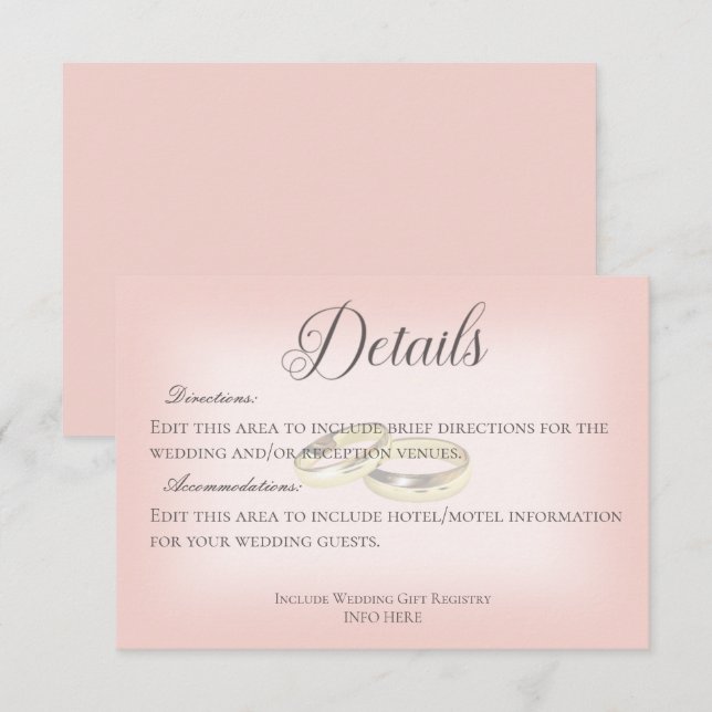 Goldhochzeiten auf Blush-Hochzeiten - Details Begleitkarte (Vorne/Hinten)