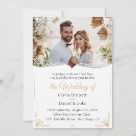 Goldhochzeitskarte mit Foto Einladung