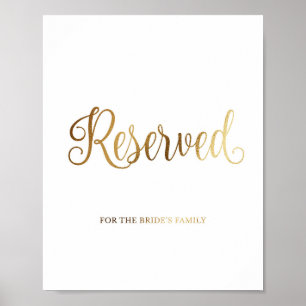 Goldhochzeitszeichen für reserviert   Gold Poster